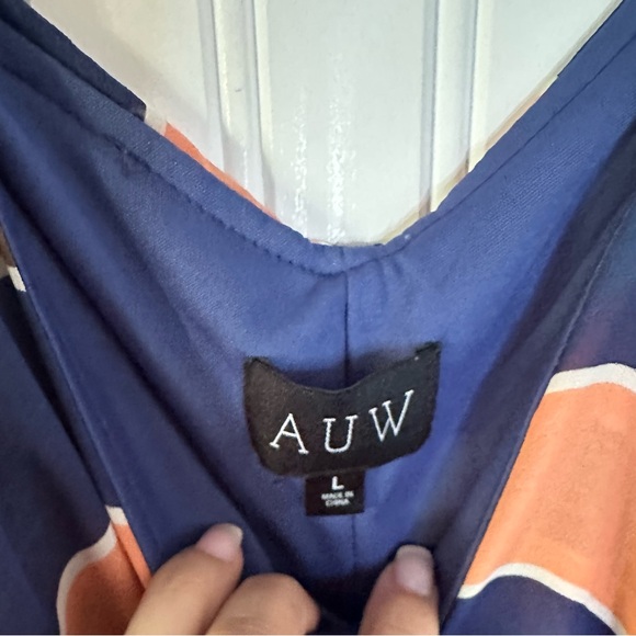 AUW Blue and Orange Sleeveless Sundress - Picture 3 of 5
